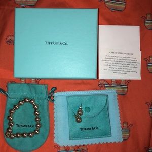 NEW! Tiffany & Co. Sterling Silver Ball Bracelet & Earrings Set
